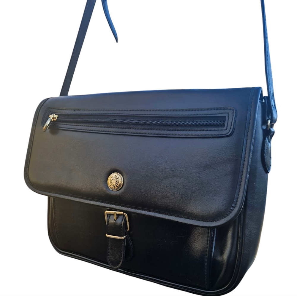 Vintage Liz Claiborne Black Leather Messenger Crossbody Bag